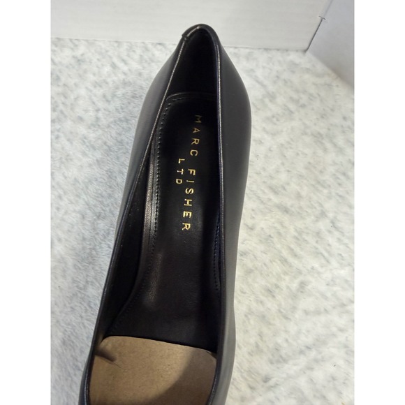 Marc Fisher LTD Kendri Black Leather Pointed Toe Kitten Heel Pumps Womens 7.5 M - Picture 2 of 8